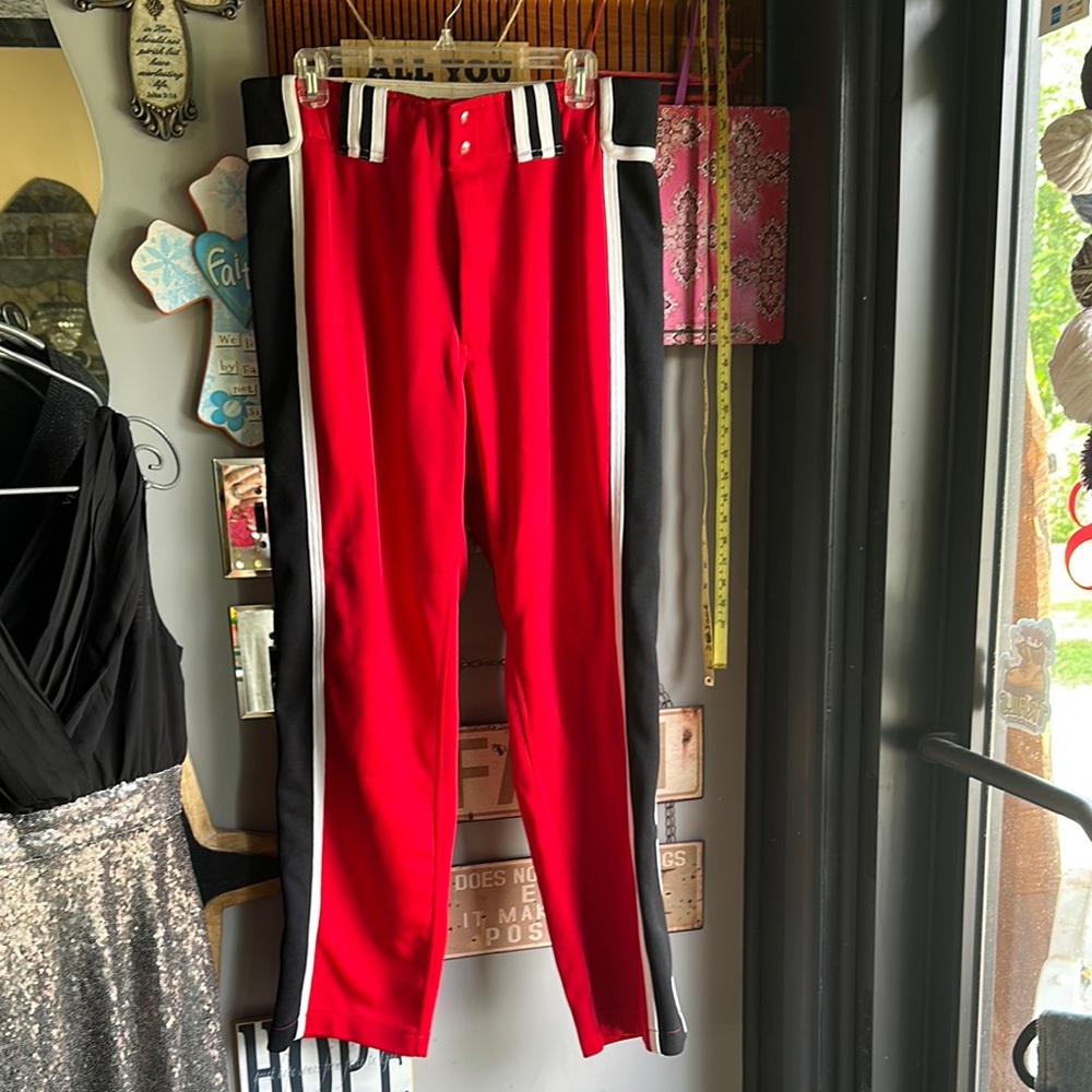 BOOMBAH Red and Black SOFTBALL Pants with White Stripes